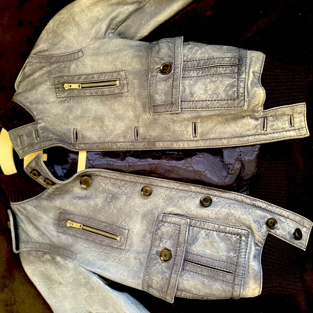GG kids size 6 leather bomber jacket
